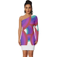 Rainbow T- Shirt Psychedelic Rainbow T- Shirt Long Sleeve One Shoulder Mini Dress by maxcute