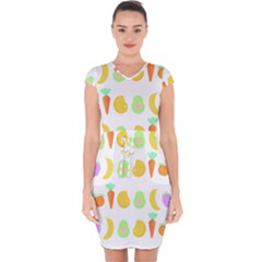 Seamless Pattern Fruits And Vegetables T- Shirt Seamless Pattern Fruits And Vegetables T- Shirt Capsleeve Drawstring Dress  by maxcute