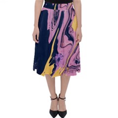Pink Black And Yellow Abstract Painting Classic Midi Skirt