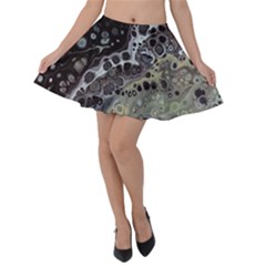 Black Marble Abstract Pattern Texture Velvet Skater Skirt by Jancukart