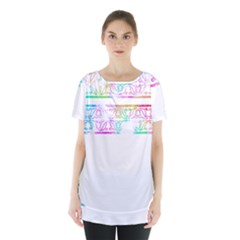 Silhouette Design T- Shirt Vintage Leaves Silhouette Design Border Pastel Colours T- Shirt Skirt Hem Sports Top by maxcute