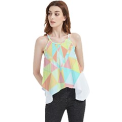 Stained Glass T- Shirt Polygon Geometric Heart Retro T- Shirt Flowy Camisole Tank Top