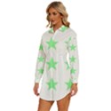 Stars T- Shirt Star Pattern - Green T- Shirt Womens Long Sleeve Shirt Dress View2