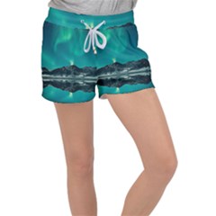 Blue And Green Sky And Mountain Velour Lounge Shorts