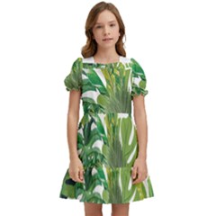 Tropical Jungle Leaf T- Shirt J U N G L E T R O P I C A L P A T T E R N T- Shirt Kids  Puff Sleeved Dress by maxcute