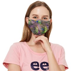 Green Purple And Blue Peacock Feather Fitted Cloth Face Mask (adult)