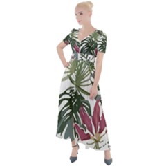 Tropical T- Shirt Tropical Pattern Antler T- Shirt Button Up Short Sleeve Maxi Dress by maxcute