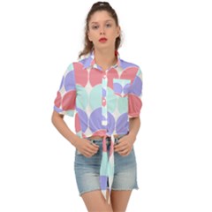 Very Peri T- Shirtvery Peri Geometric Circles T- Shirt Tie Front Shirt  by maxcute