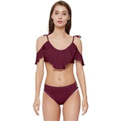 Burgundy Scarlet Ruffle Edge Tie Up Bikini Set	 by BohoMe