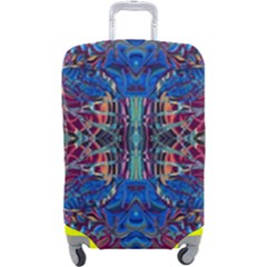 Cobalt Arabesque Luggage Cover (large) by kaleidomarblingart