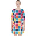 Square Plaid Checkered Pattern Quarter Sleeve Pocket Dress View1