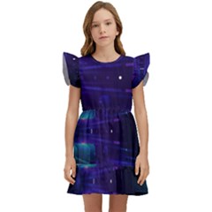 Abstract Colorful Pattern Design Kids  Winged Sleeve Dress by Ravend