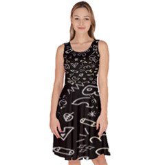 Background Graphic Abstract Pattern Knee Length Skater Dress With Pockets by Ravend