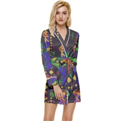 Background Graphic Long Sleeve Satin Robe