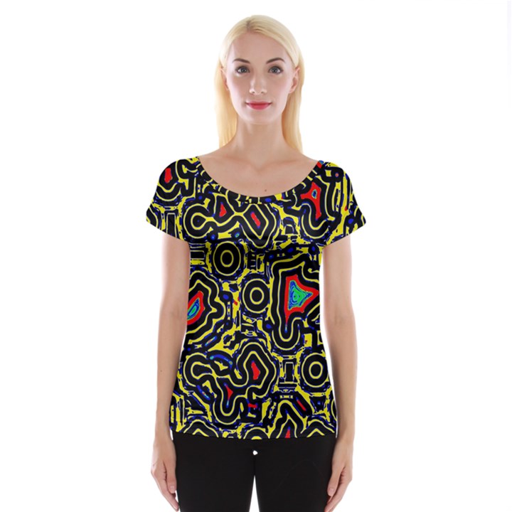 Background Graphic Art Cap Sleeve Top