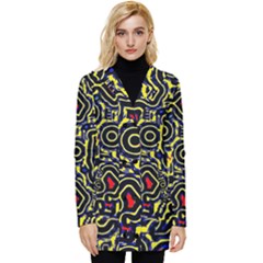 Background Graphic Art Button Up Hooded Coat  by Ravend