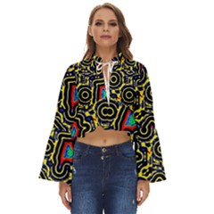 Background Graphic Art Boho Long Bell Sleeve Top