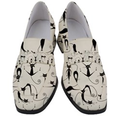 Pattern Cats Black Feline Kitten Women s Chunky Heel Loafers by Ravend