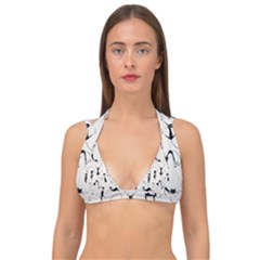 Pattern Cats Black Feline Kitten Double Strap Halter Bikini Top by Ravend