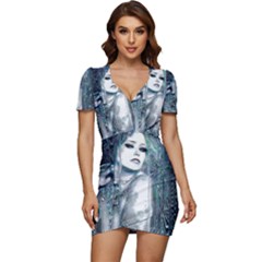 Sapphire Slime Low Cut Cap Sleeve Mini Dress by MRNStudios