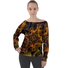 Digitalartflower Off Shoulder Long Sleeve Velour Top by Sparkle