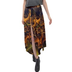 Digitalartflower Velour Split Maxi Skirt by Sparkle
