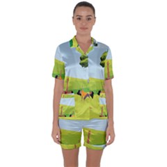 Mother And Daughter Y Satin Short Sleeve Pajamas Set by SymmekaDesign