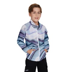 Marble Abstract White Pink Dark Art Kids  Windbreaker by Pakemis