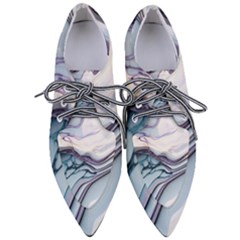 Marble Abstract White Pink Dark Art Pointed Oxford Shoes by Pakemis