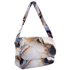 Marble Stone Abstract Gold White Color Colorful Courier Bag by Pakemis