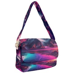 Ai Generated Mountain Ocean Lava Fire Sky Sea Courier Bag by Pakemis