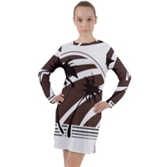 Palm Tree Design-01 (1) Long Sleeve Hoodie Dress