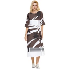 Palm Tree Design-01 (1) Double Cuff Midi Dress