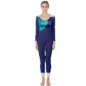 Abstract Blue Texture Space Long Sleeve Catsuit View1