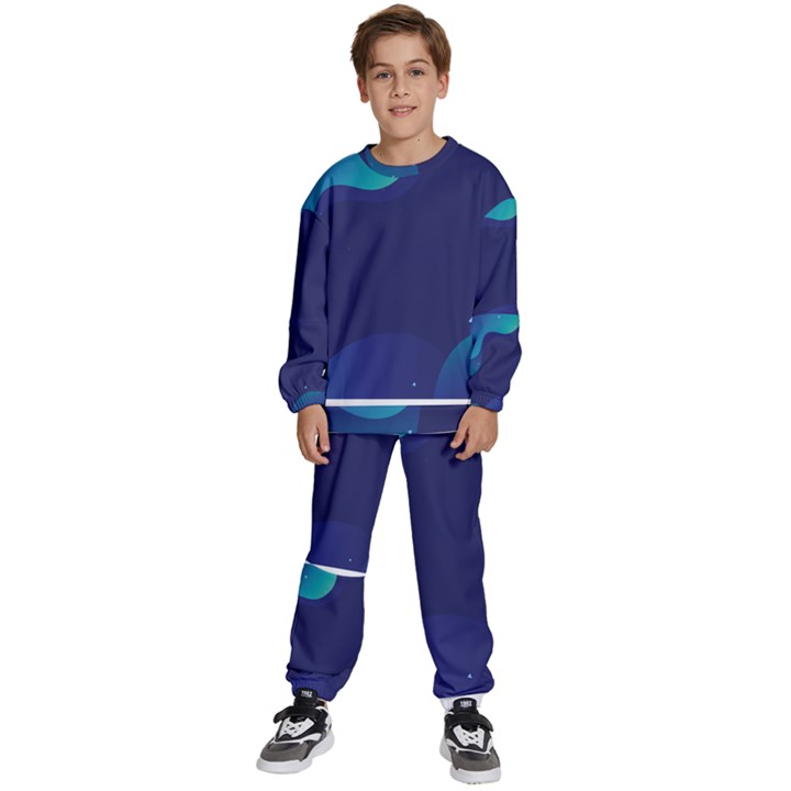 Abstract Blue Texture Space Kids  Sweatshirt set