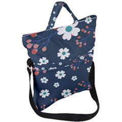 Floral Digital Background Fold Over Handle Tote Bag