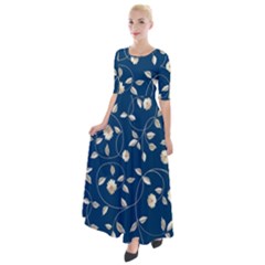 Flora Flower Flowers Nature Abstract Wallpaper Design Half Sleeves Maxi Dress