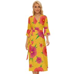 Background Flowers Floral Pattern Midsummer Wrap Dress by Ravend