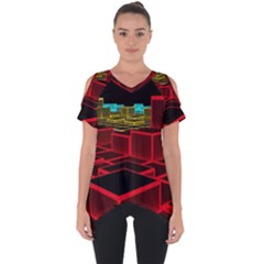 3d Abstract Model Texture Cut Out Side Drop Tee