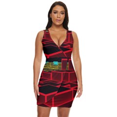 3d Abstract Model Texture Draped Bodycon Dress by Ravend