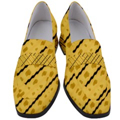 Background Yellow Background Women s Chunky Heel Loafers