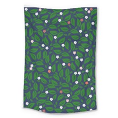 Leaves Flowers Green Background Nature Large Tapestry by Ravend