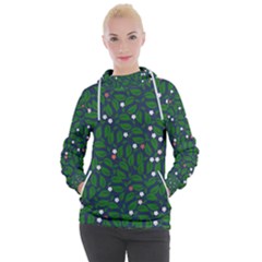 Leaves Flowers Green Background Nature Women s Hooded Pullover by Ravend