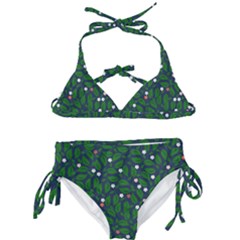 Leaves Flowers Green Background Nature Kids  Classic Bikini Set by Ravend