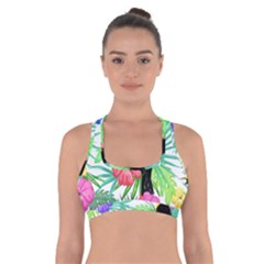 Sheets Tropical Nature Green Plant Cross Back Sports Bra