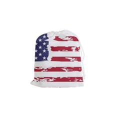 America Unite Stated Red Background Us Flags Drawstring Pouch (small)