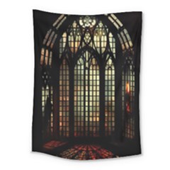 Stained Glass Window Gothic Haunted Eerie Medium Tapestry by Jancukart