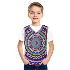 Kaleidoscope Geometric Circles Mandala Pattern Kids  Basketball Tank Top