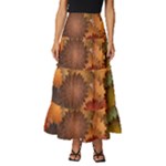 Flower Flora Decoration Pattern Drawing Floral Tiered Ruffle Maxi Skirt