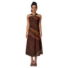 Fractal Pattern Geometric Pattern Sleeveless Cross Front Cocktail Midi Chiffon Dress by danenraven